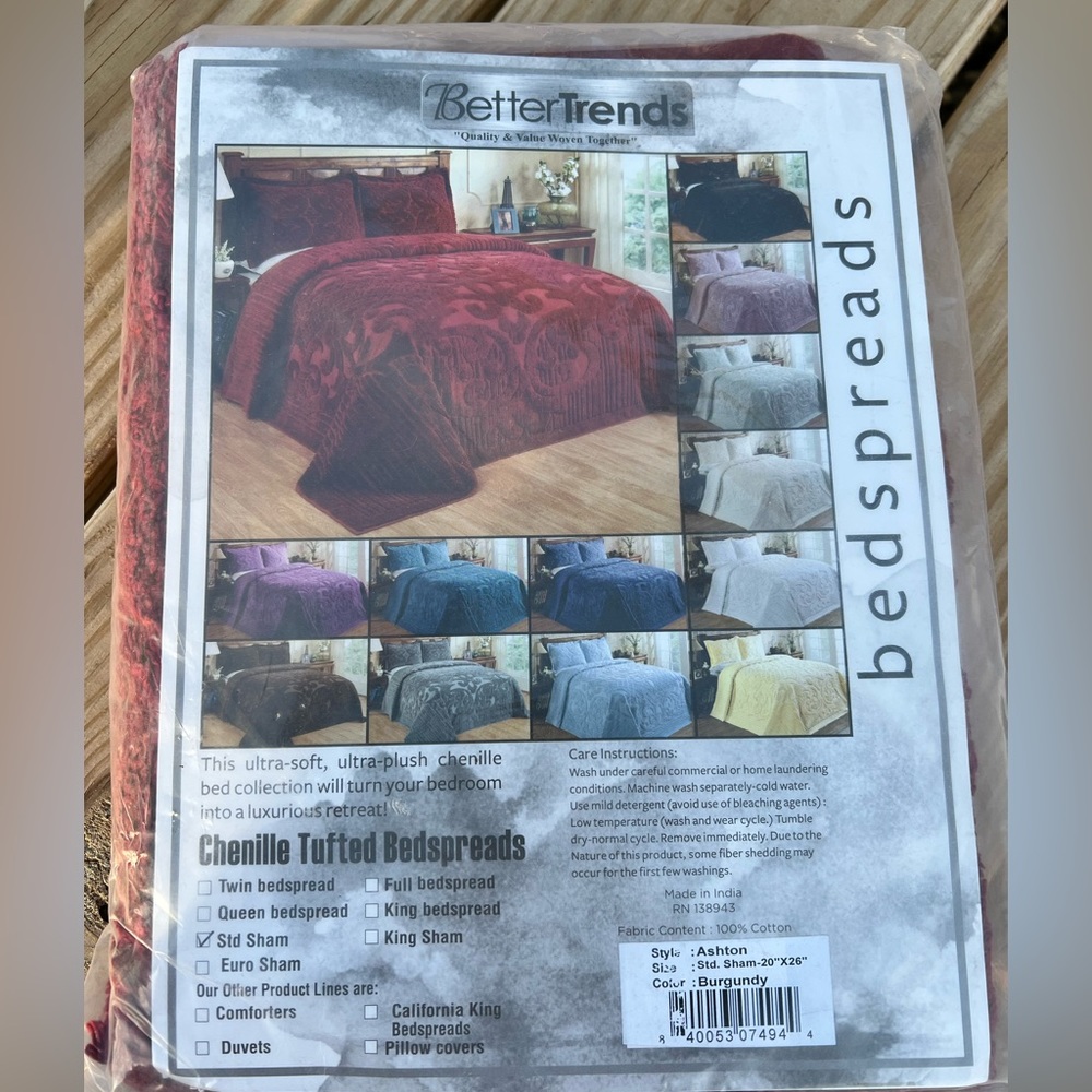Chenille Tufted Pillow Sham Standard Size